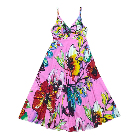 Jams World Dresses Jams World Vintage Y2k Hawaiian Pink Floral Midi